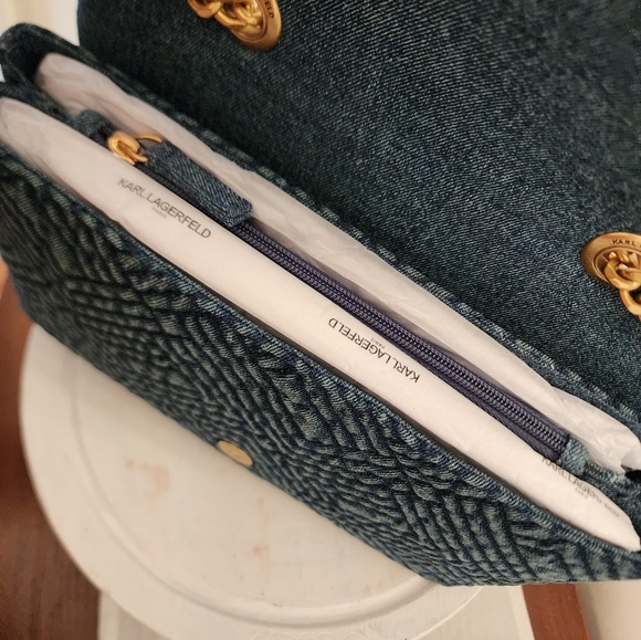 Karl Lagerfeld Lafayette Medium Shoulder Bag NWT Denim - Picture 5 of 7